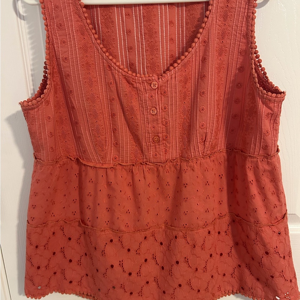 Prana Coral Sleeveless Eyelet Top Women’s Large